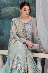 Maria B Embroidered Luxury Chiffon Unstitched 3 Piece Suit Aqua Luxury Collection